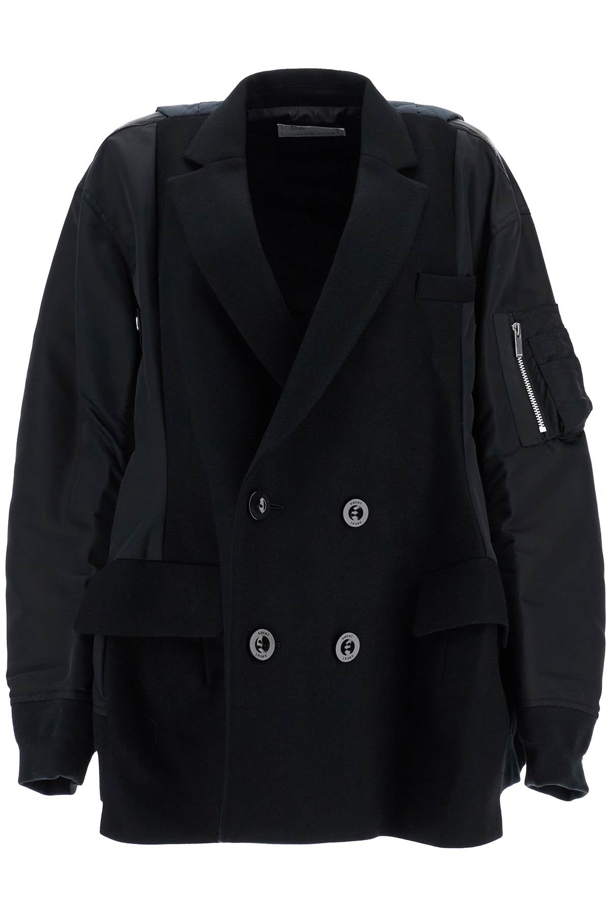SACAI Quilted Wool Melton and Nylon Twill Jacket for Women