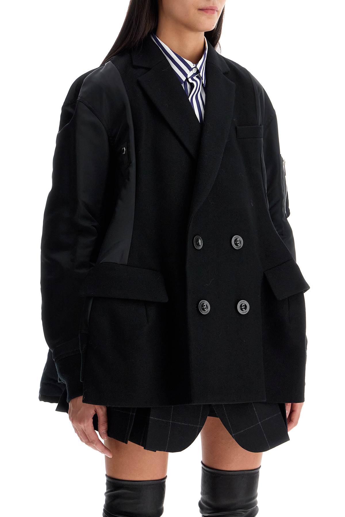 SACAI Quilted Wool Melton and Nylon Twill Jacket for Women