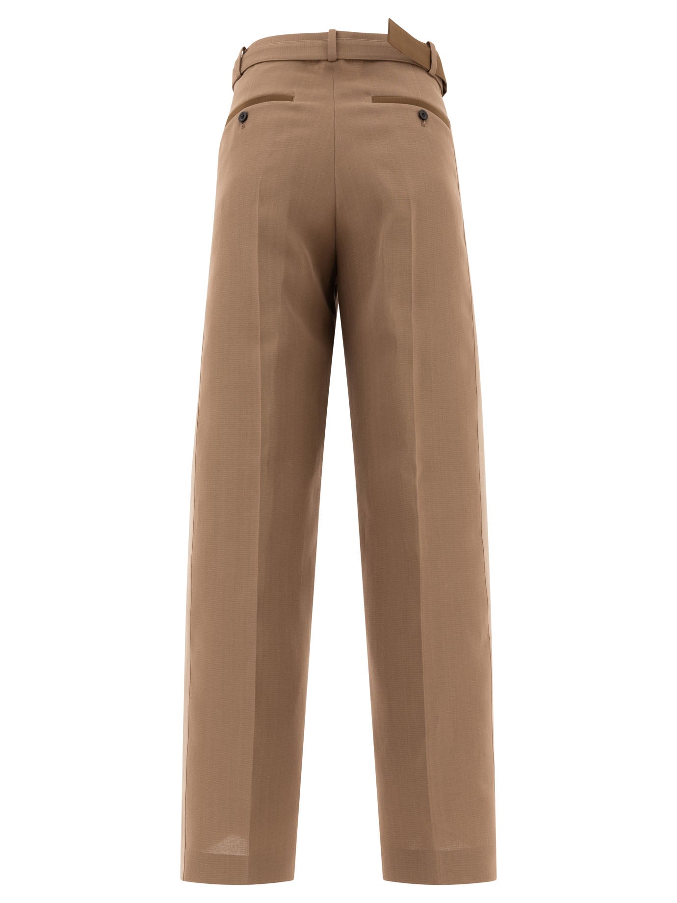 SACAI Tailored Belted Trousers - Regular Fit, High Rise