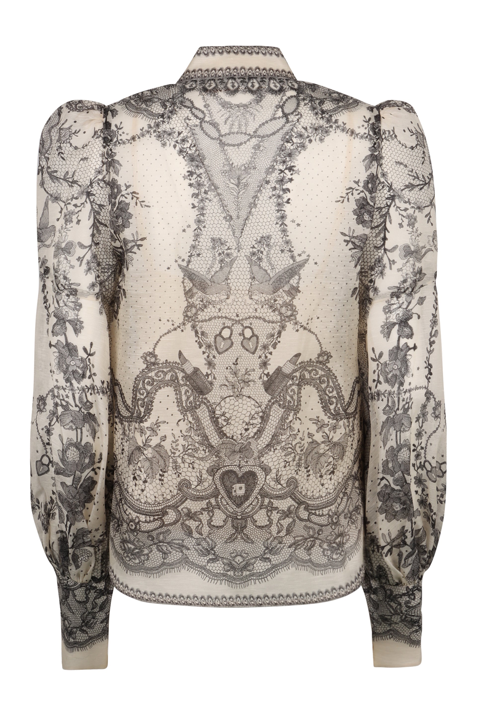 ZIMMERMANN Crush Printed Silk Blouse with Balloon Sleeves - Size 0P to 4