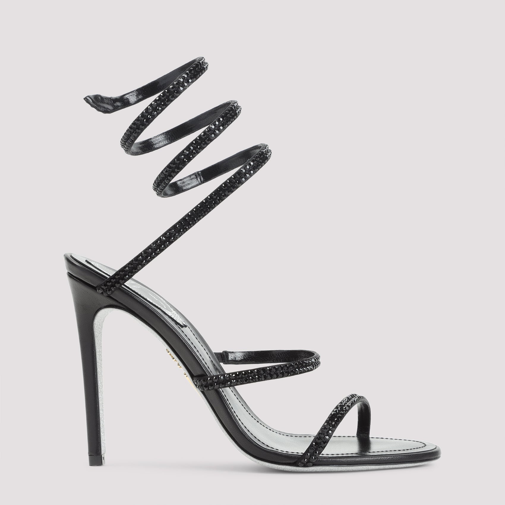 RENE` CAOVILLA Men's Luxe Leather Sandals with Strass 10.5cm Heel