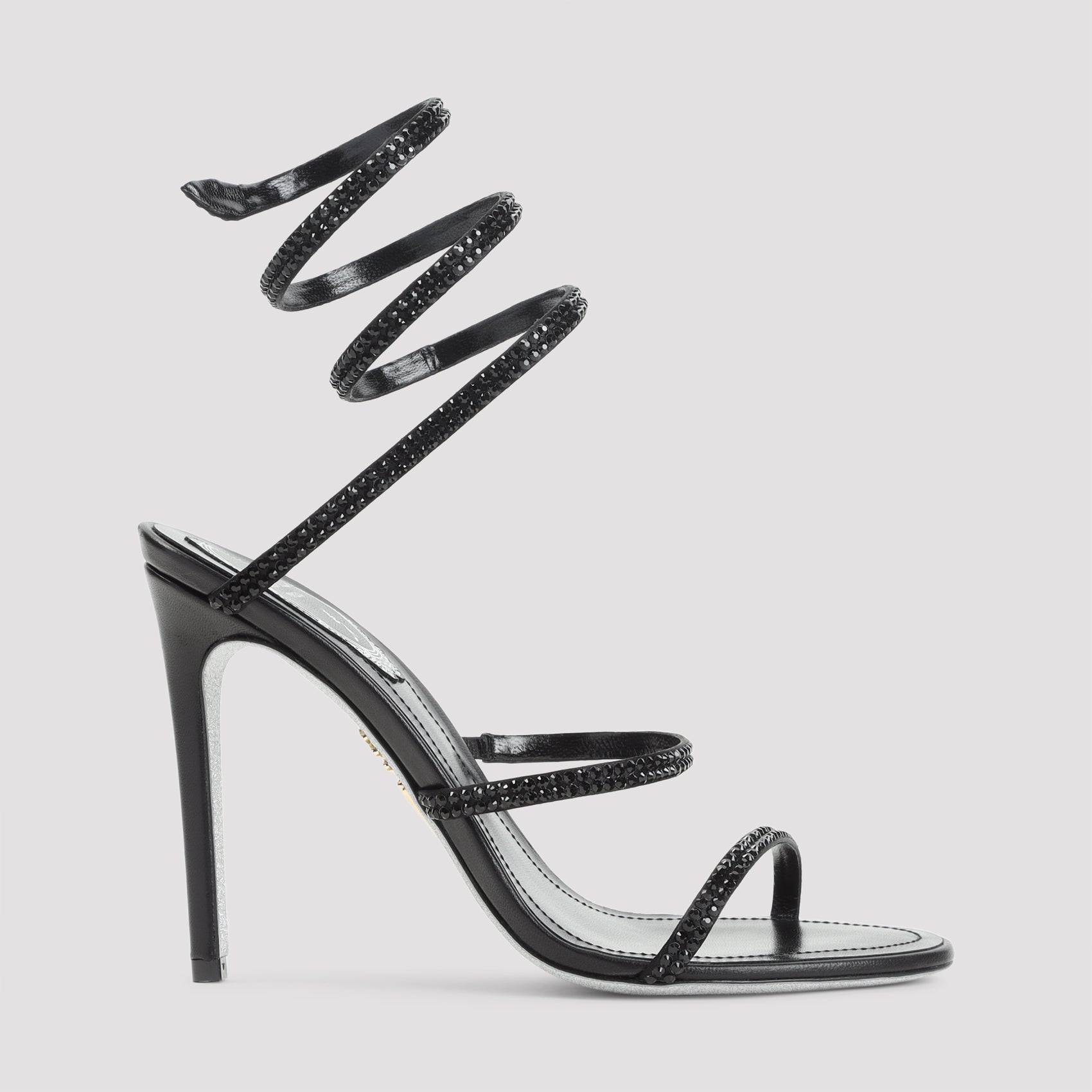 RENE` CAOVILLA Men's Luxe Leather Sandals with Strass 10.5cm Heel