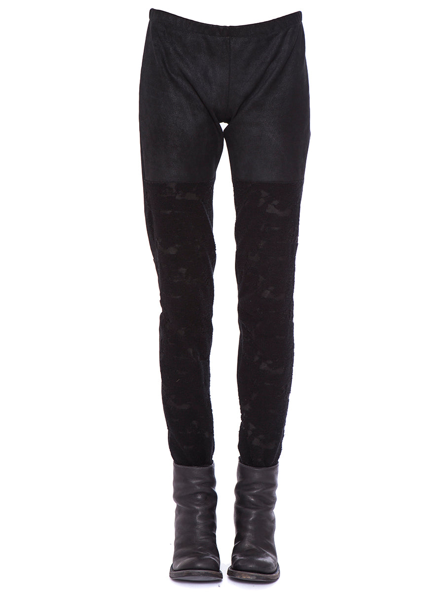 10SEI0OTTO Luxe Leather Leggings with Lace Detail - Size S