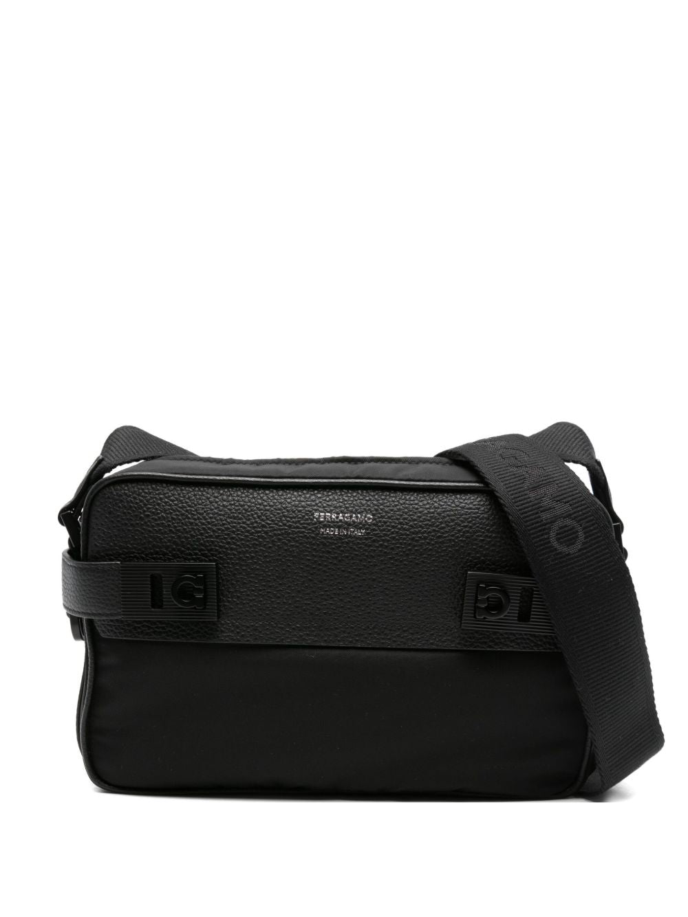 Ferragamo Nylon Crossbody Handbag with Calfskin Leather Trim