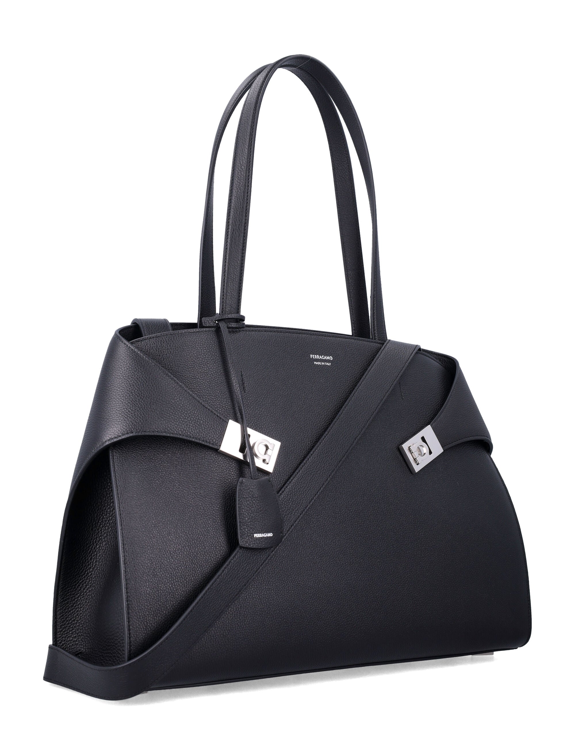 Ferragamo Hug Leather Shoulder Handbag - 30.5 cm x 45 cm x 14 cm