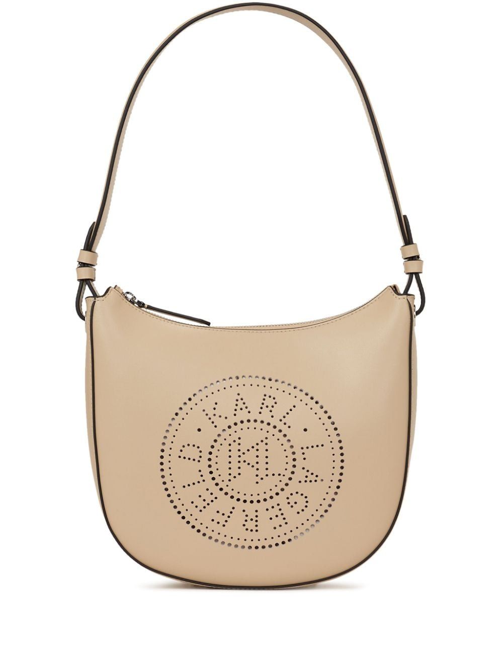 KARL LAGERFELD Circle Moon Sand Mini Handbag with Perforated Logo