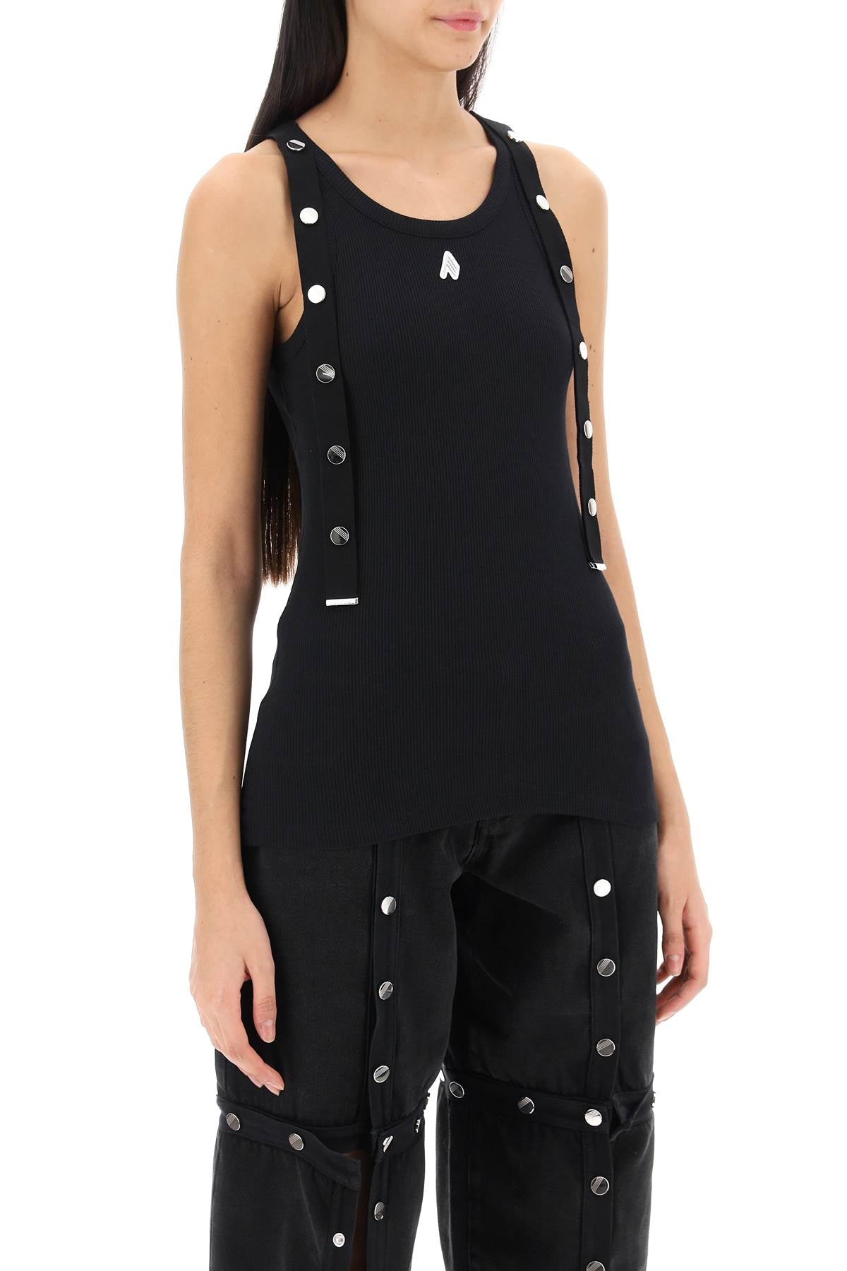 THE ATTICO Ribbed Logo Cotton Tank Top