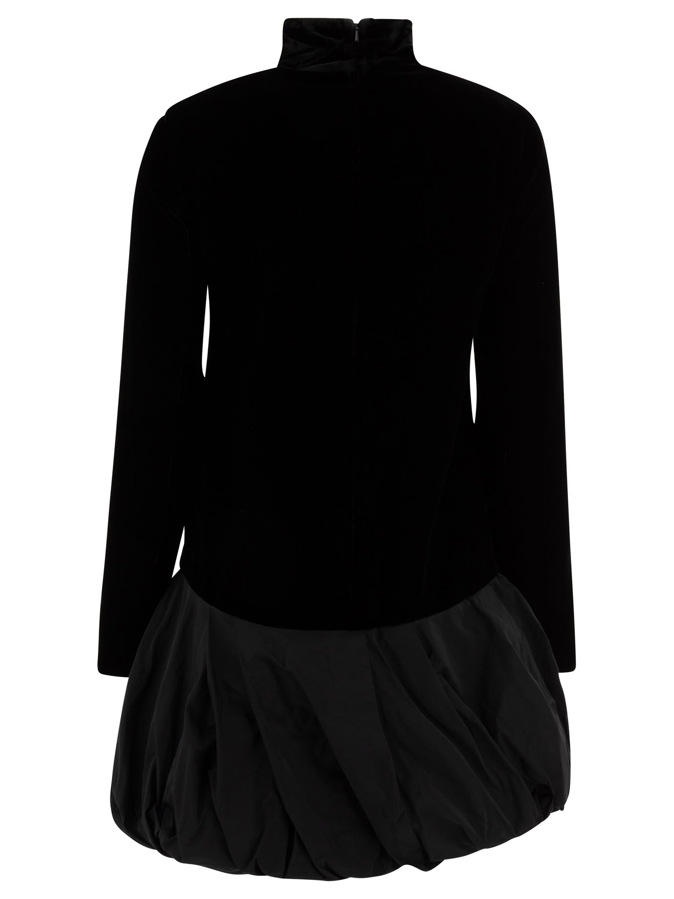 MAX MARA PIANOFORTE Mini Velvet Dress with Ruffled Skirt