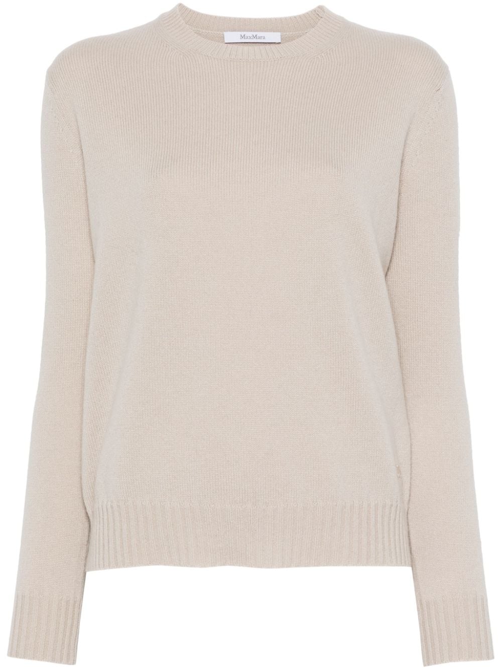 MAX MARA Pure Cashmere Sweater - Crew Neck, Long Sleeves, Ribbed Cuffs and Hem