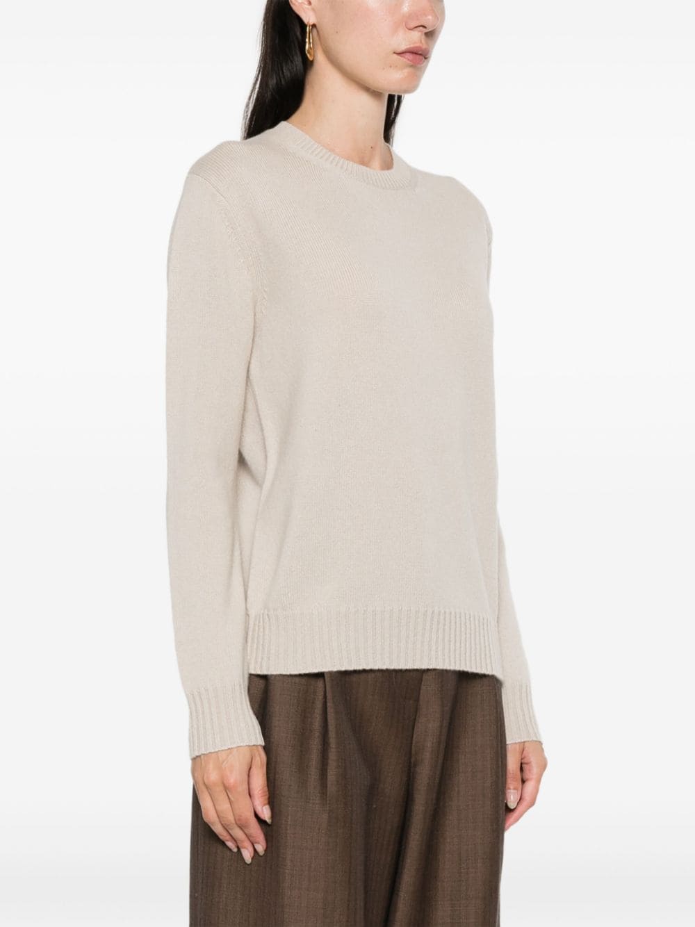 MAX MARA Pure Cashmere Sweater - Crew Neck, Long Sleeves, Ribbed Cuffs and Hem