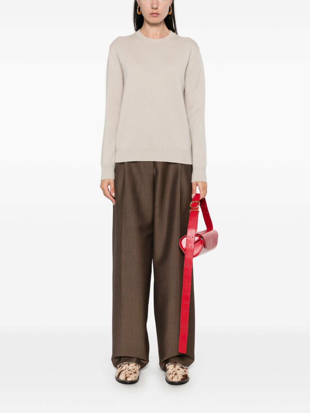 MAX MARA Pure Cashmere Sweater - Crew Neck, Long Sleeves, Ribbed Cuffs and Hem