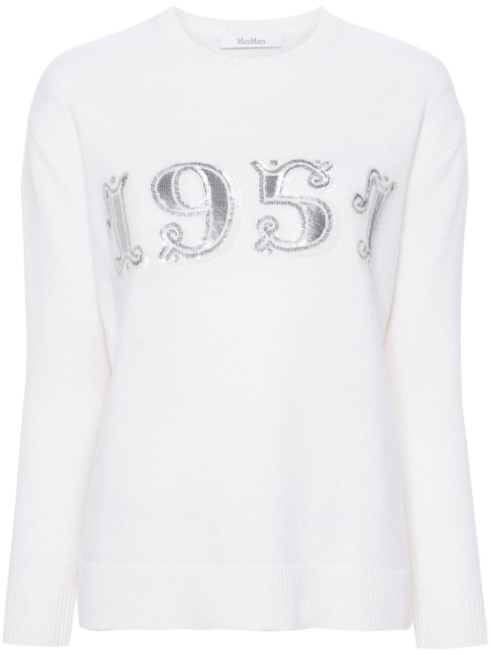 MAX MARA Wool-Cashmere Blend Sequin Embellished Sweater - Crew Neck, Long Sleeves
