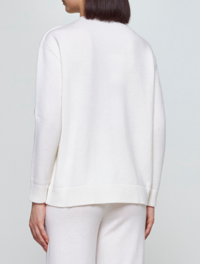 MAX MARA Wool-Cashmere Blend Sequin Embellished Sweater - Crew Neck, Long Sleeves