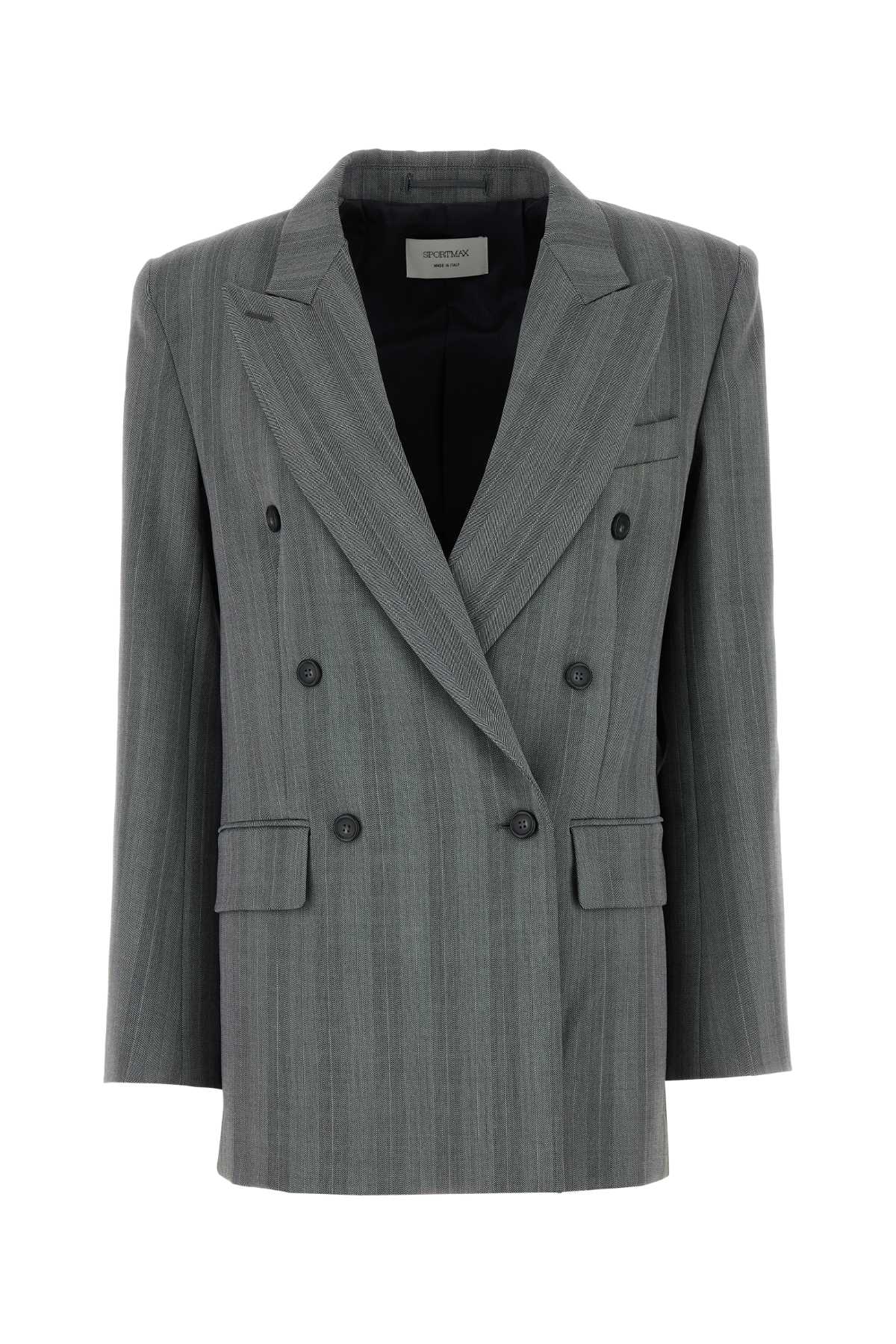 MAX MARA SPORTMAX Embroidered Stretch Wool Blend Blazer