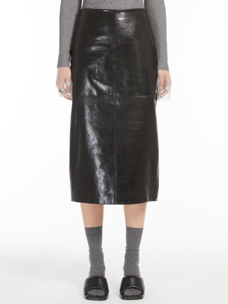MAX MARA SPORTMAX Sophisticated Leather Midi Skirt