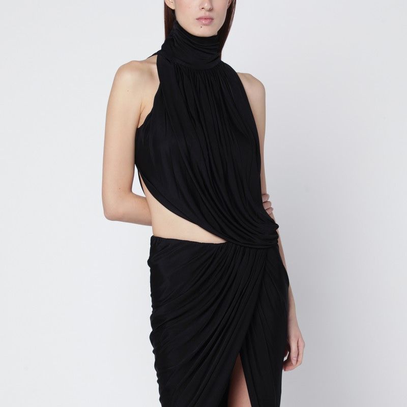 FRANCESCO MURANO Draped Stretch Sleeveless T-Shirt with High Collar and Asymmetric Hem