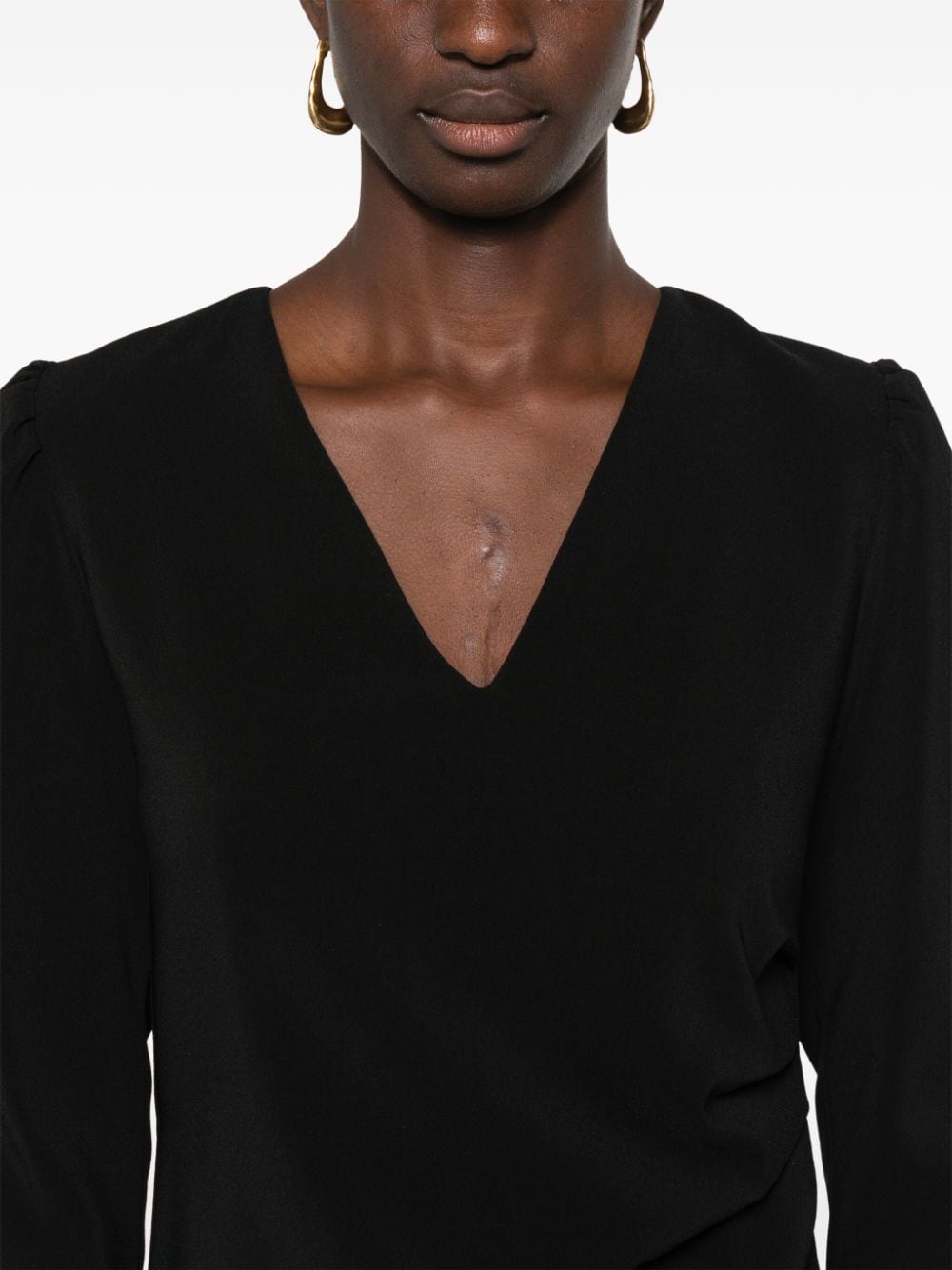 TWIN-SET Crepe V-Neck Mini Dress with Chain Detail