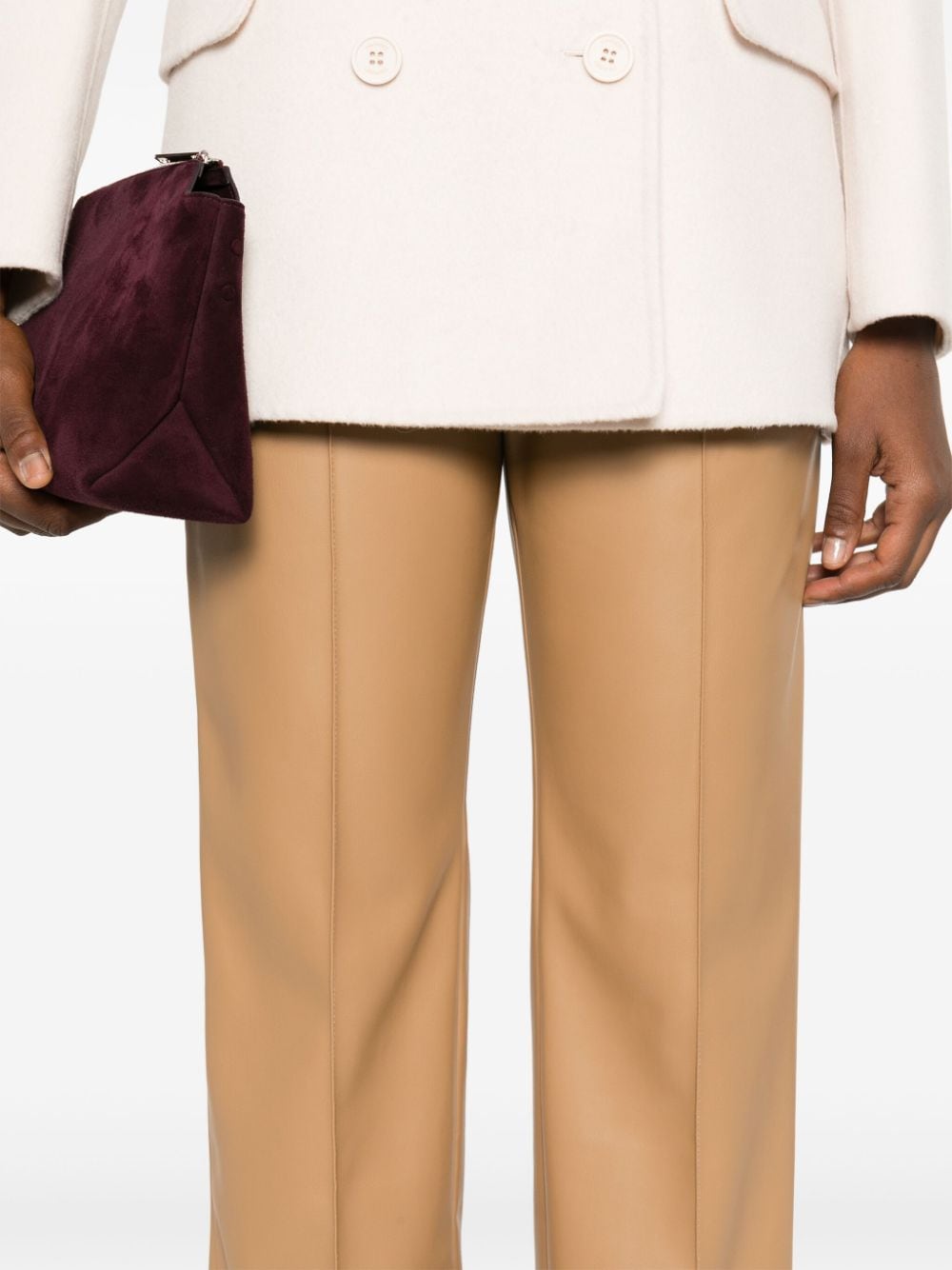 TWIN-SET Faux Leather Straight Leg Trousers