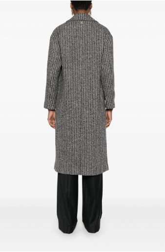 TWIN-SET Double-Breasted Herringbone Jacket