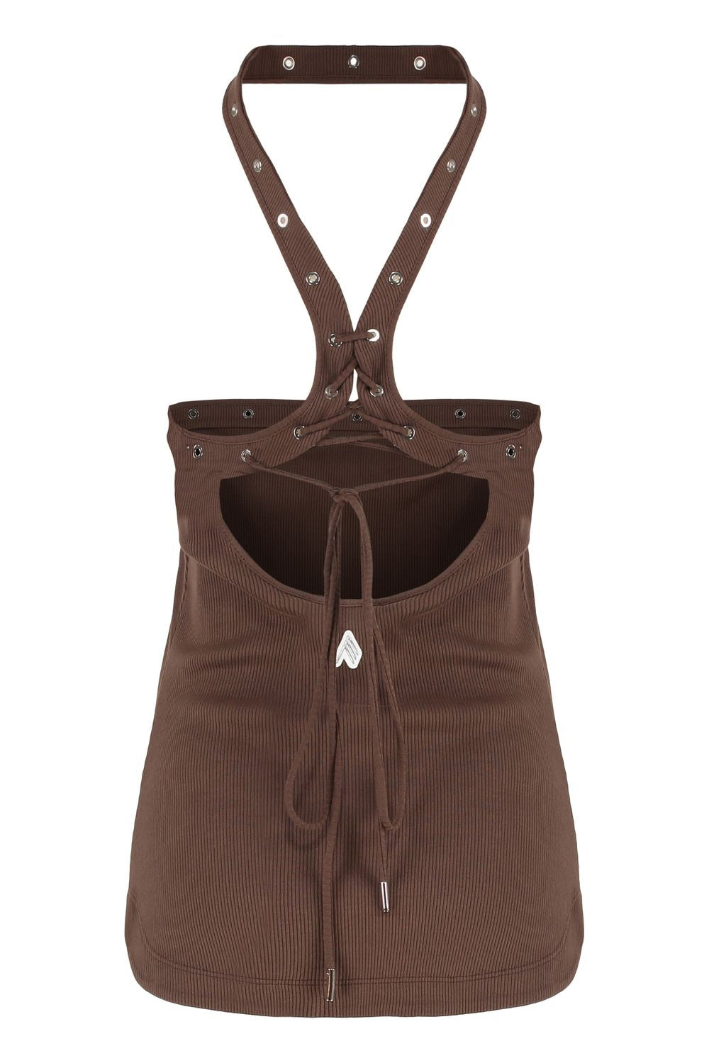 THE ATTICO Ribbed Cotton Top with Back Logo Detail