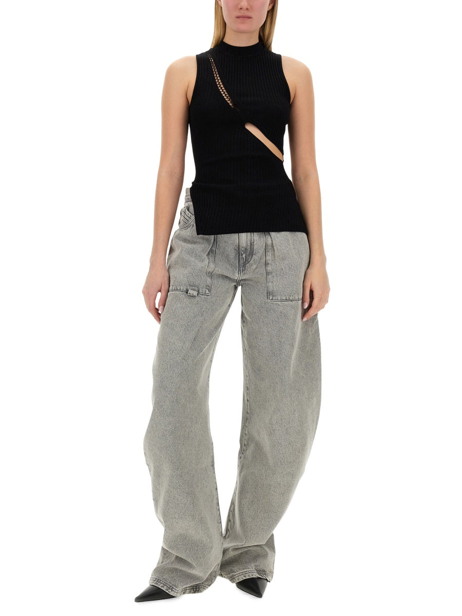 THE ATTICO Slim Fit Cut-Out Detail Top (Size 40 IT)