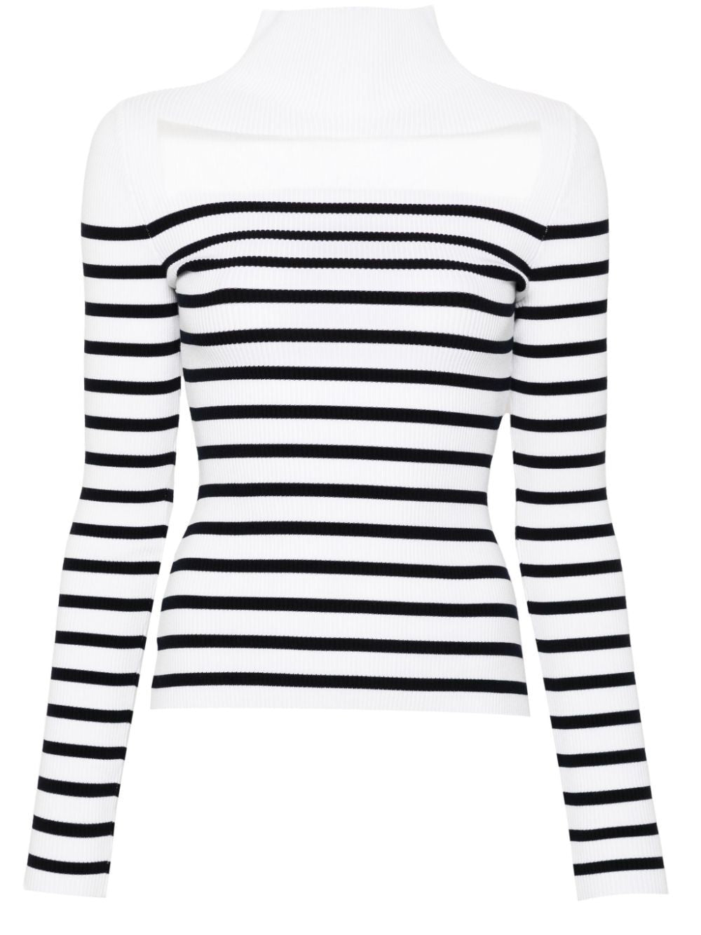 JEAN PAUL GAULTIER Ribbed Mariniere Pullover with Transparent Window Detail