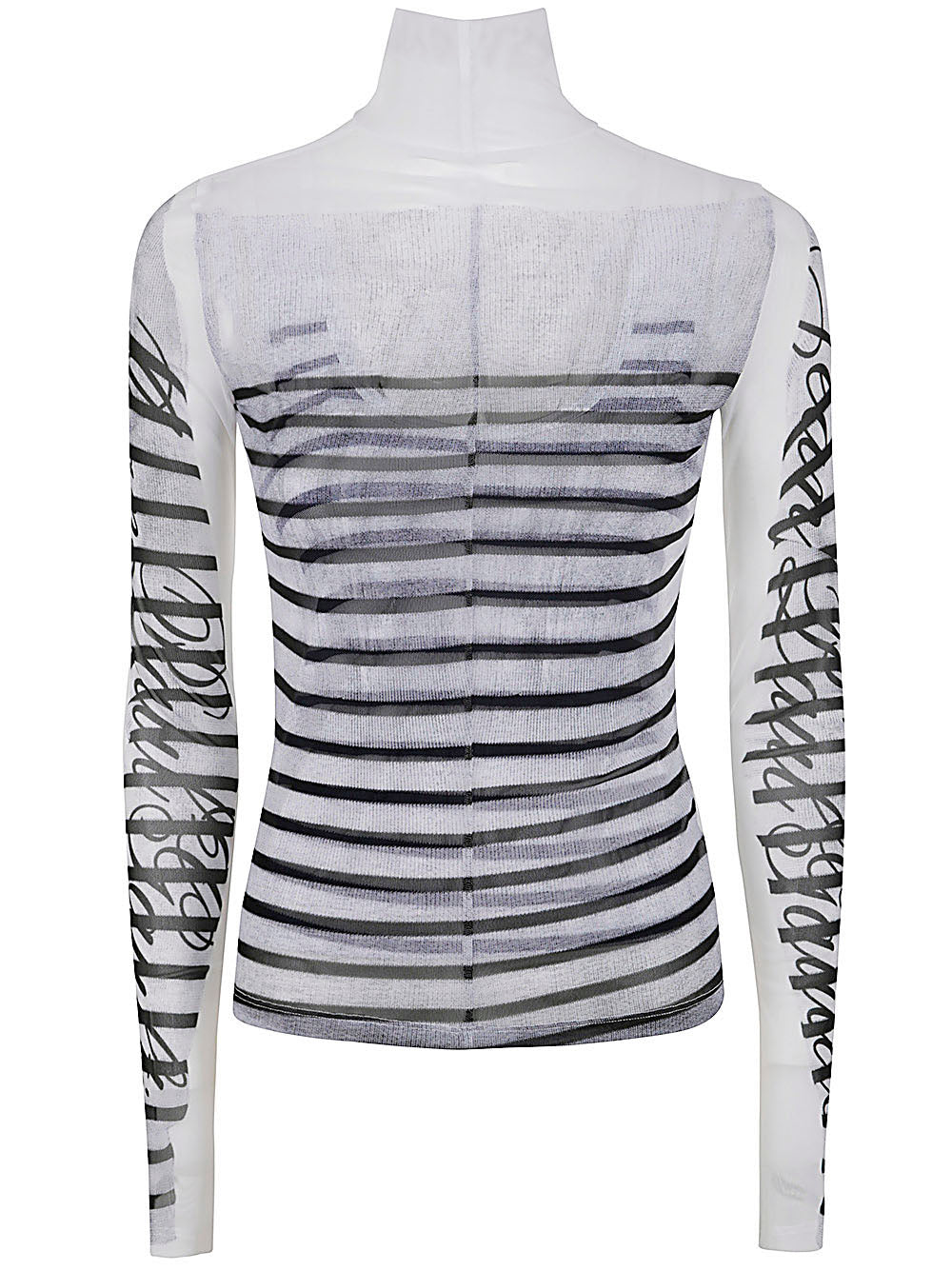 JEAN PAUL GAULTIER Feathers Mariniere Spandex and Mesh Longsleeve Top - Women's