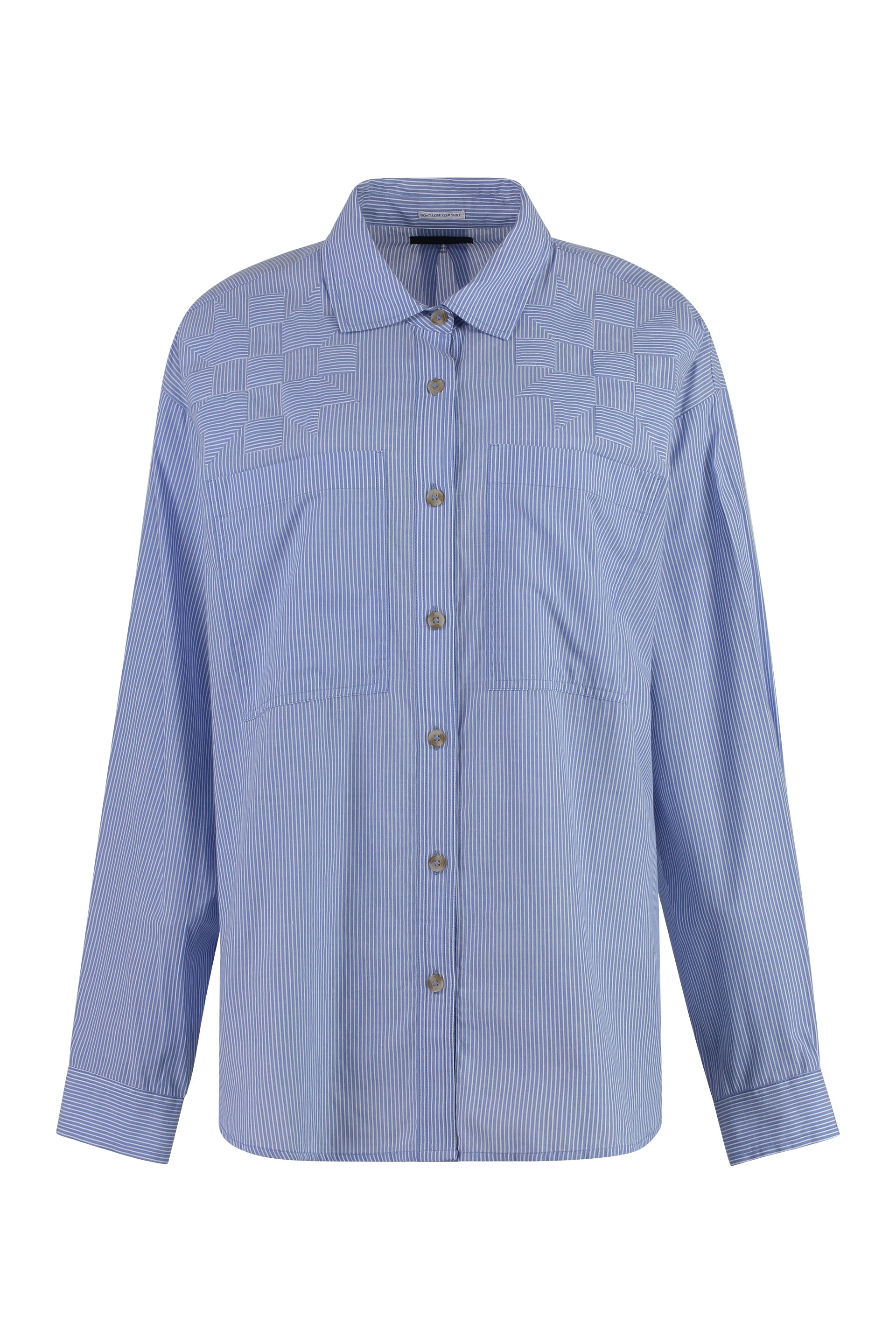 MOTHER Classic Striped Cotton Shirt with Front Pockets
