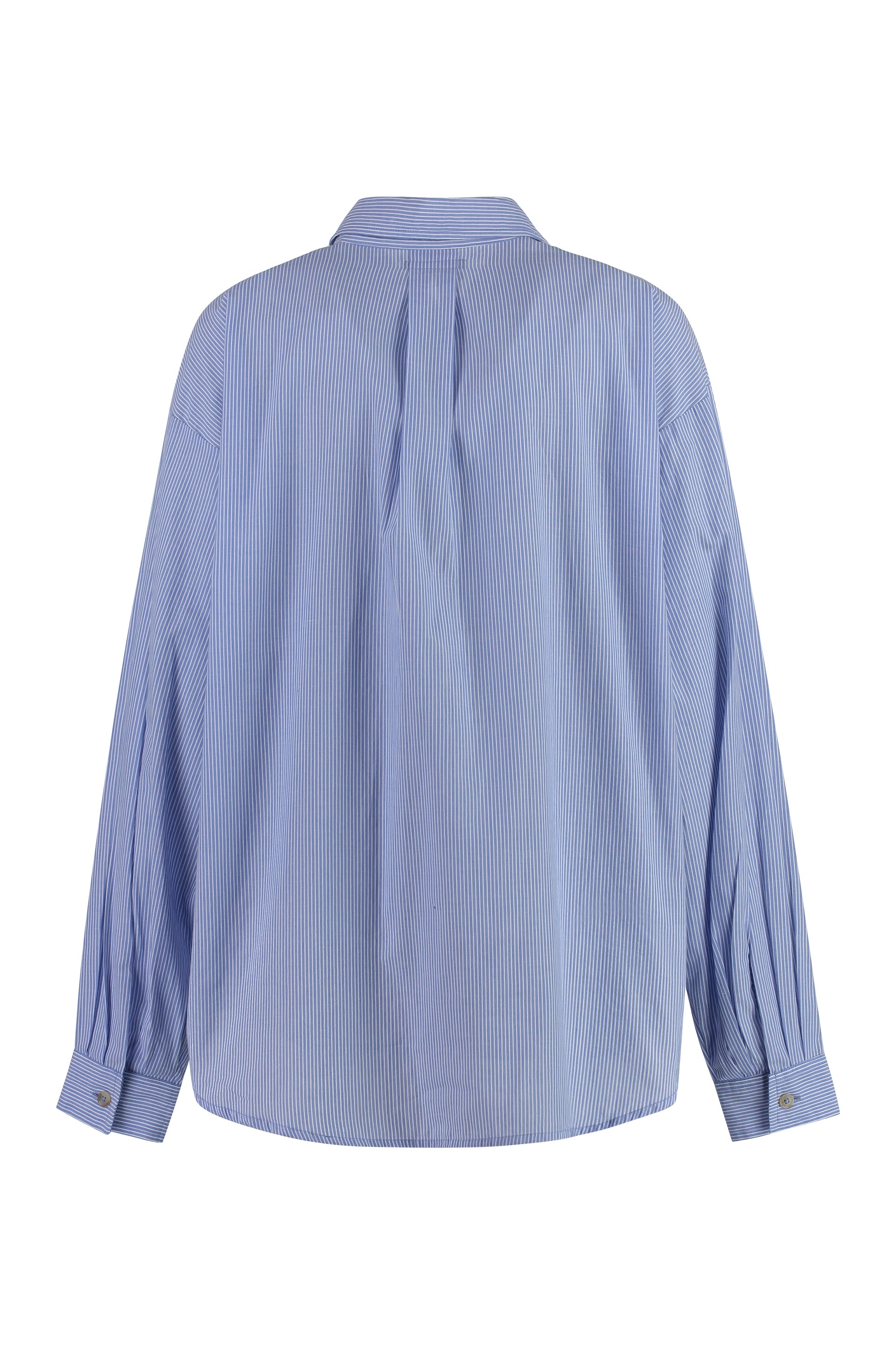 MOTHER Classic Striped Cotton Shirt with Front Pockets