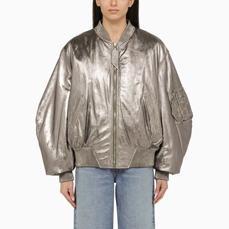 THE ATTICO Luxe Leather Bomber Jacket - Women's Loose Fit