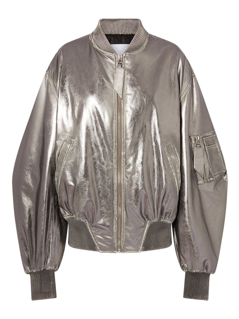 THE ATTICO Mirrored Leather Bomber Jacket - Runway Edition