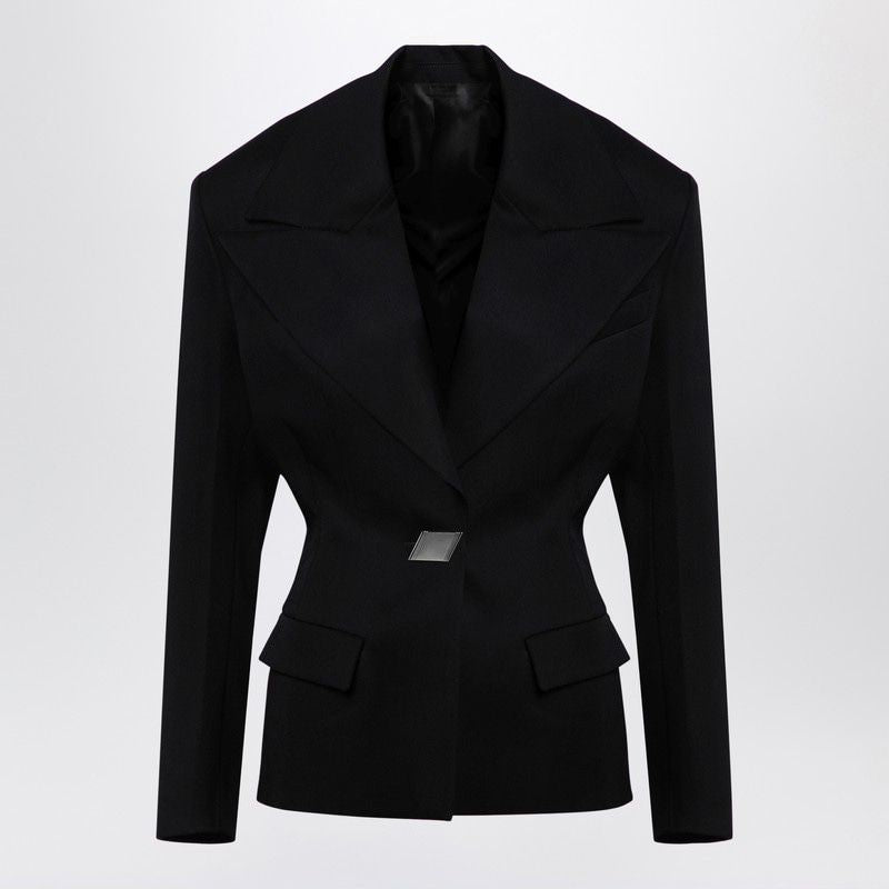 THE ATTICO Wool Single-Breasted Jacket with Epaulettes