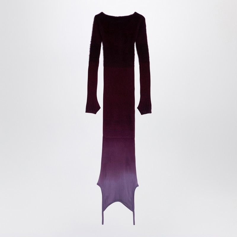 THE ATTICO Ribbed Long Sleeve Dress with Asymmetric Hem