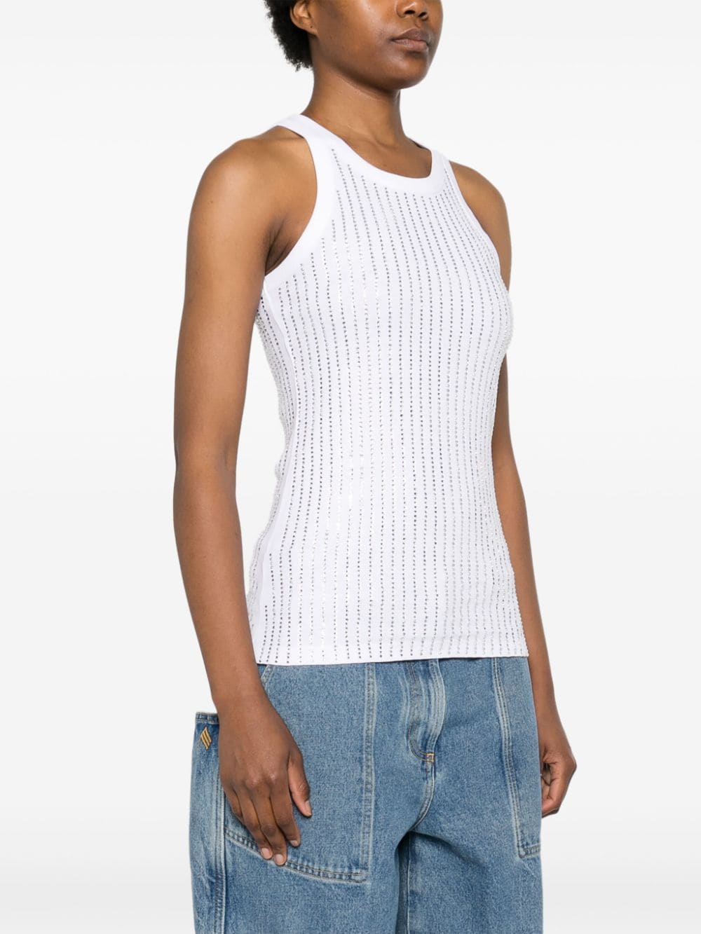 THE ATTICO Ribbed Knit Scoop Neck Mini Top