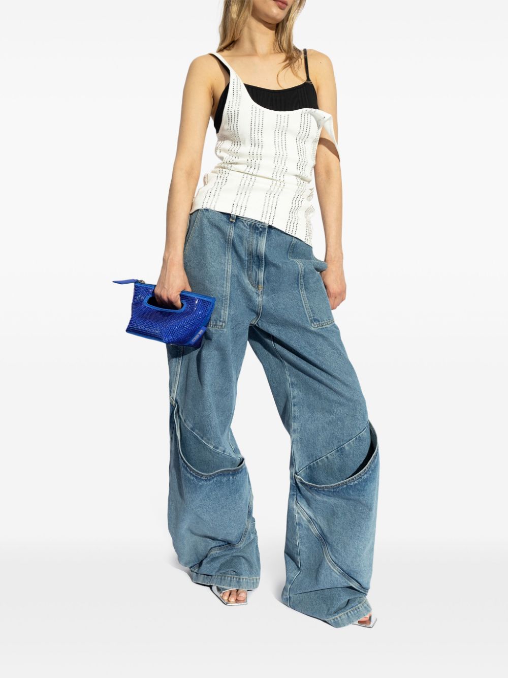 THE ATTICO Mini Leather Flat Sandals with Sculpted Heel