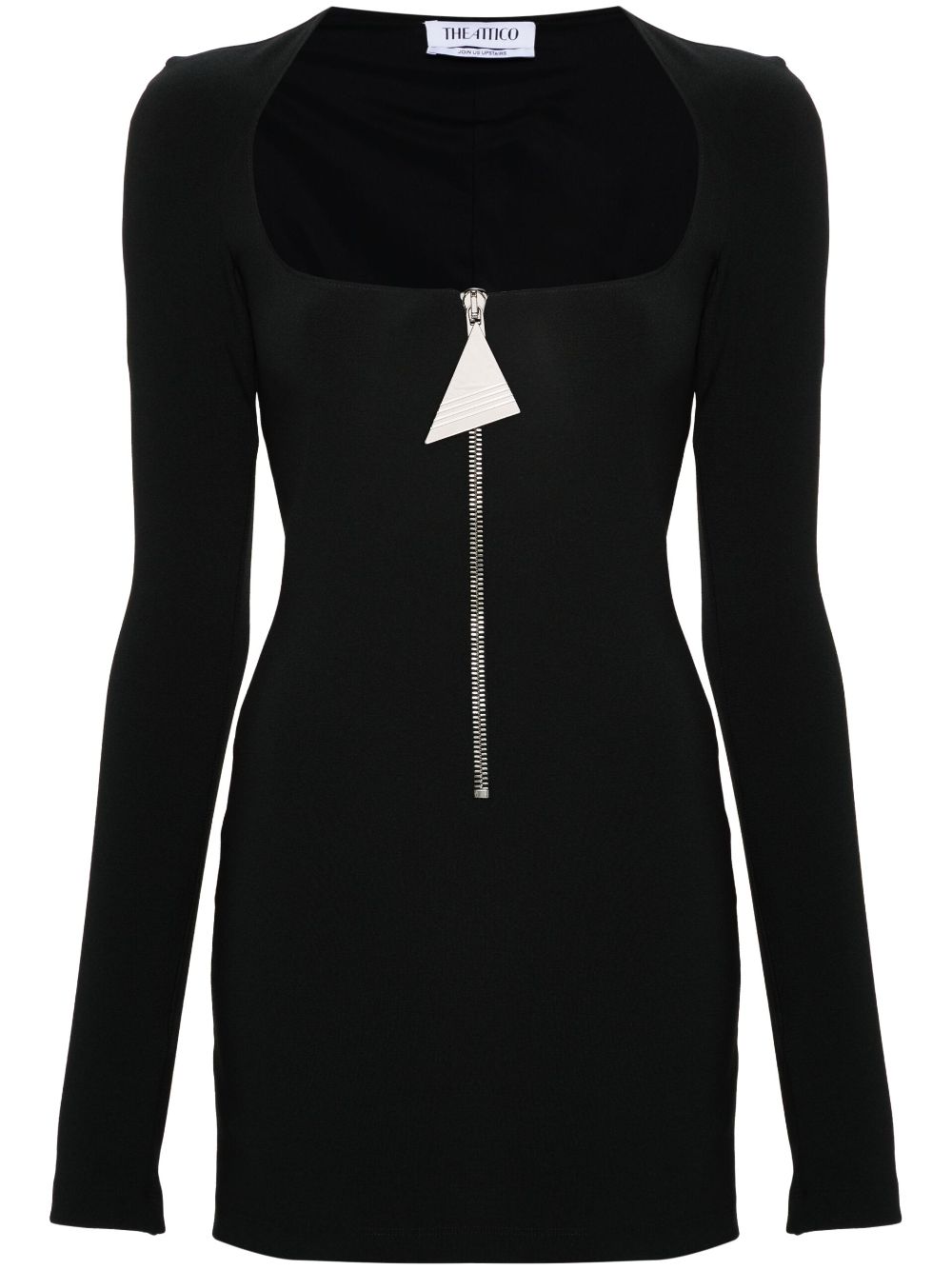 THE ATTICO Chic Crepe Mini Dress with Front Zippers