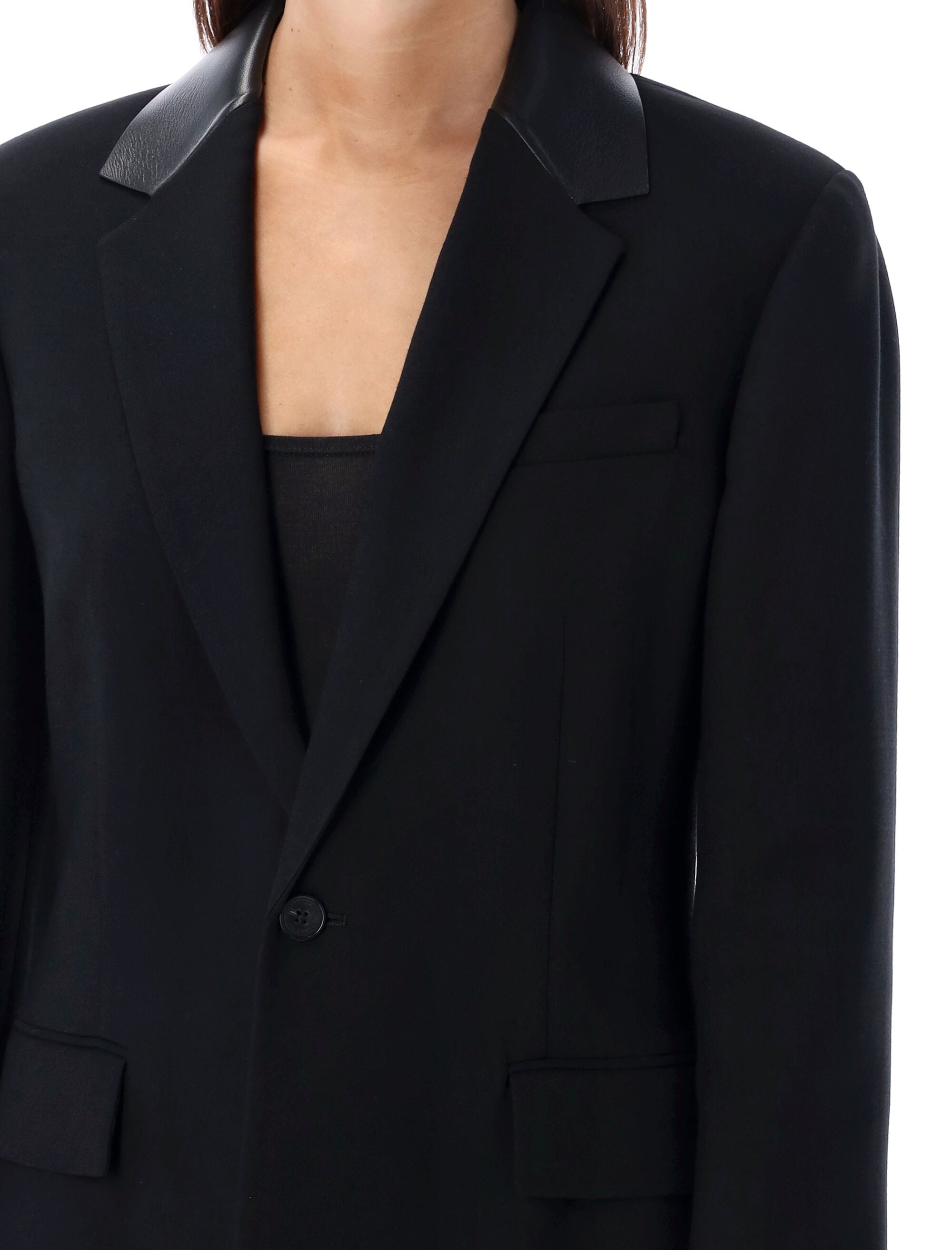 RALPH LAUREN Women's Tailored Blazer with Leather Collar - Size 6