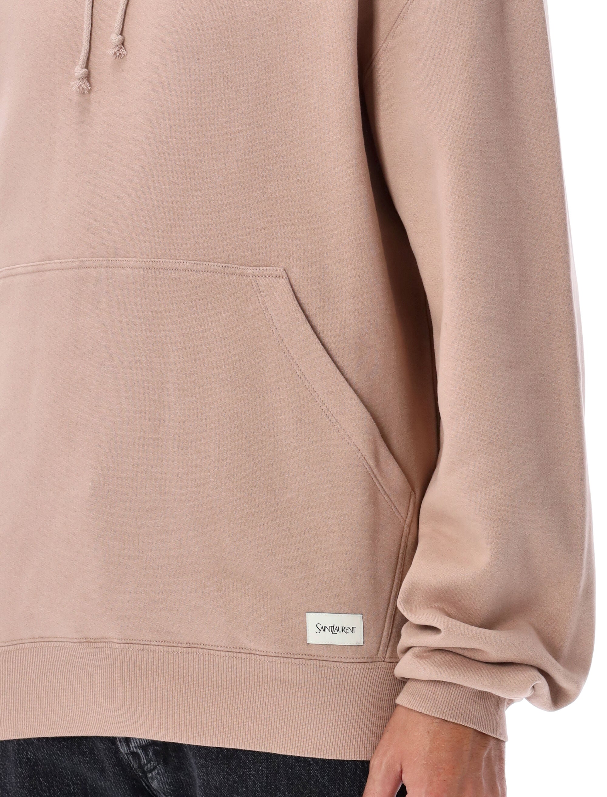 SAINT LAURENT Logo Plaque Hoodie - Relaxed Fit for Men - Size L