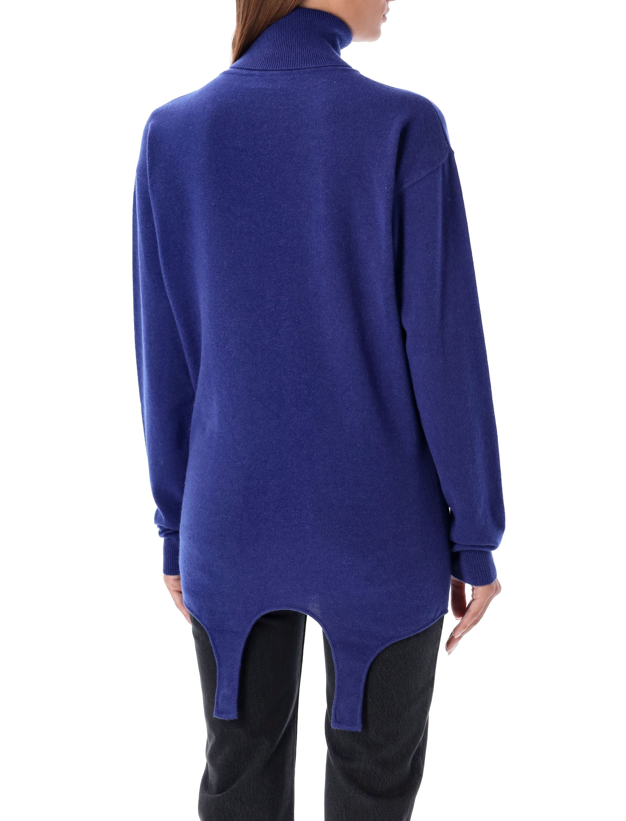 SAINT LAURENT Oversized Cashmere Sweater with Ribbed Turtleneck - Size S