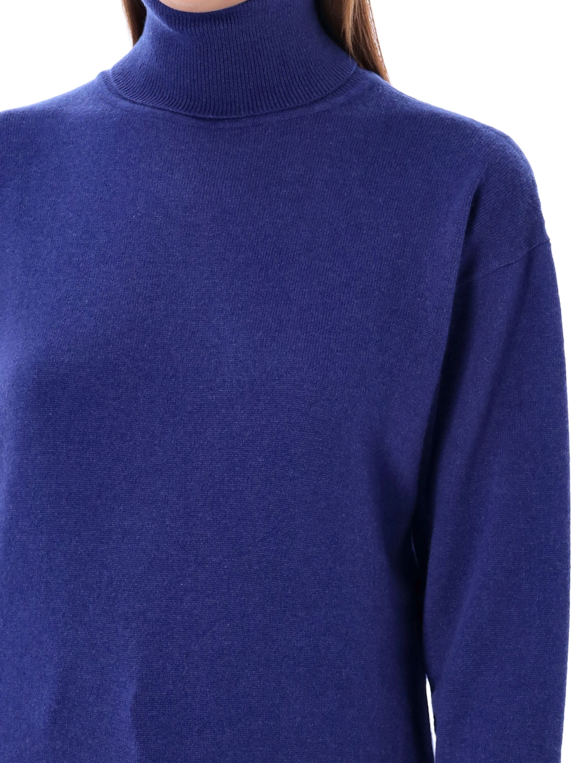 SAINT LAURENT Oversized Cashmere Sweater with Ribbed Turtleneck - Size S