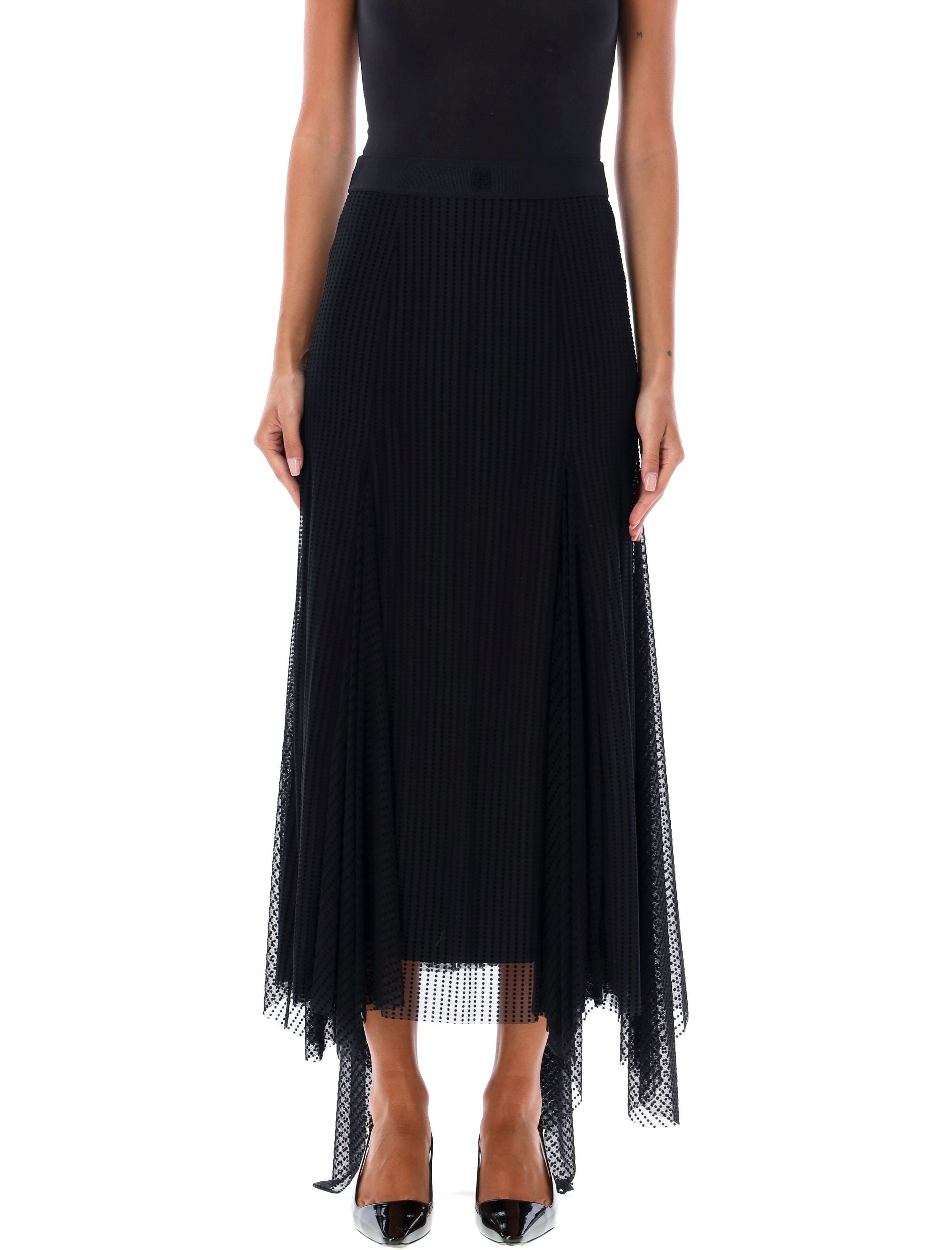 GIVENCHY Asymmetrical Pleated Midi Skirt