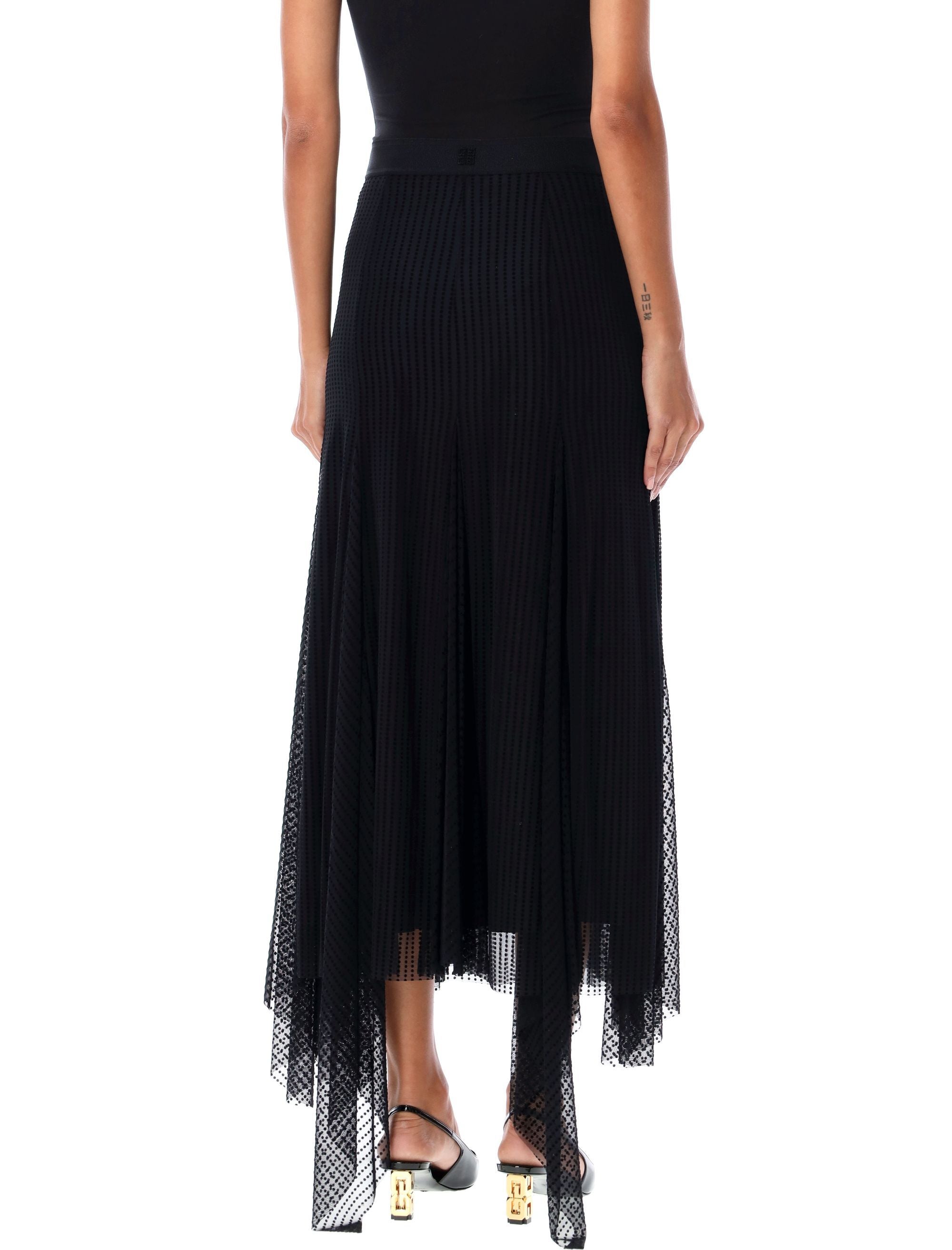 GIVENCHY Asymmetrical Pleated Midi Skirt
