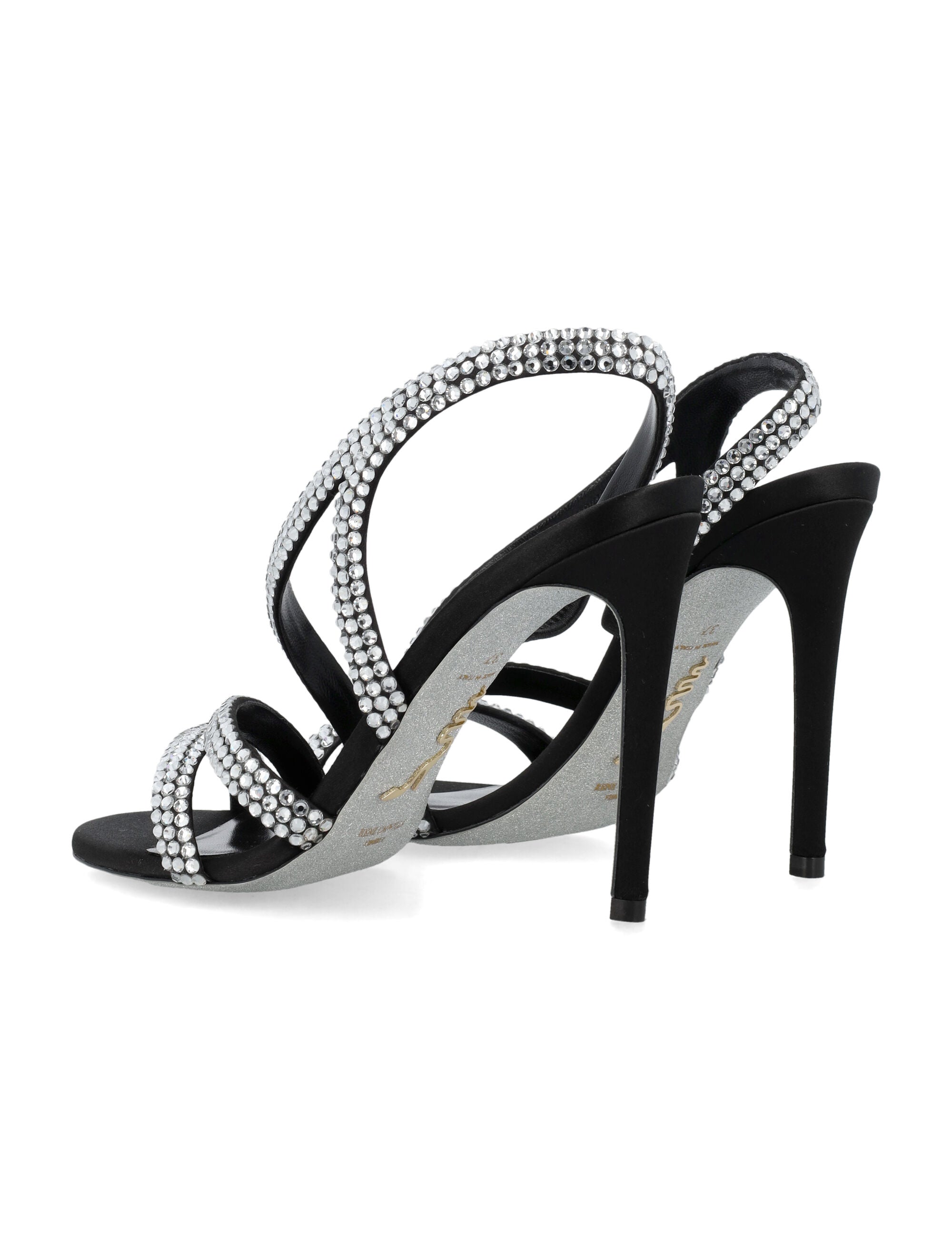 RENE CAOVILLA Crystal-Embellished Stiletto Sandal with Open Toe Design - 10.5cm Heel