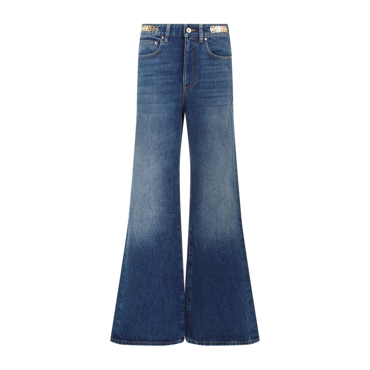 PACO RABANNE High-Rise Boyfriend Jeans with Decorative Metallic Details