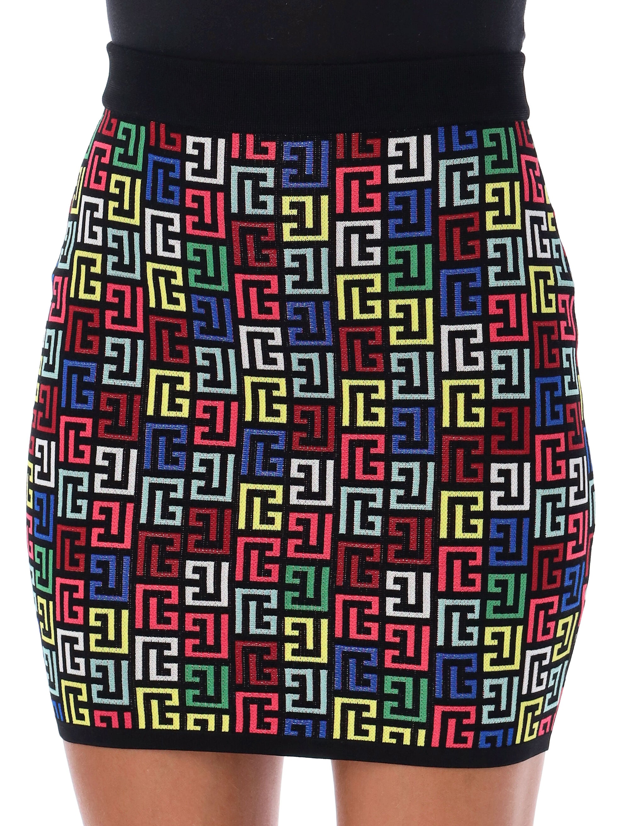 BALMAIN Chic Pop Monogram High-Waisted Mini Skirt - Size 36