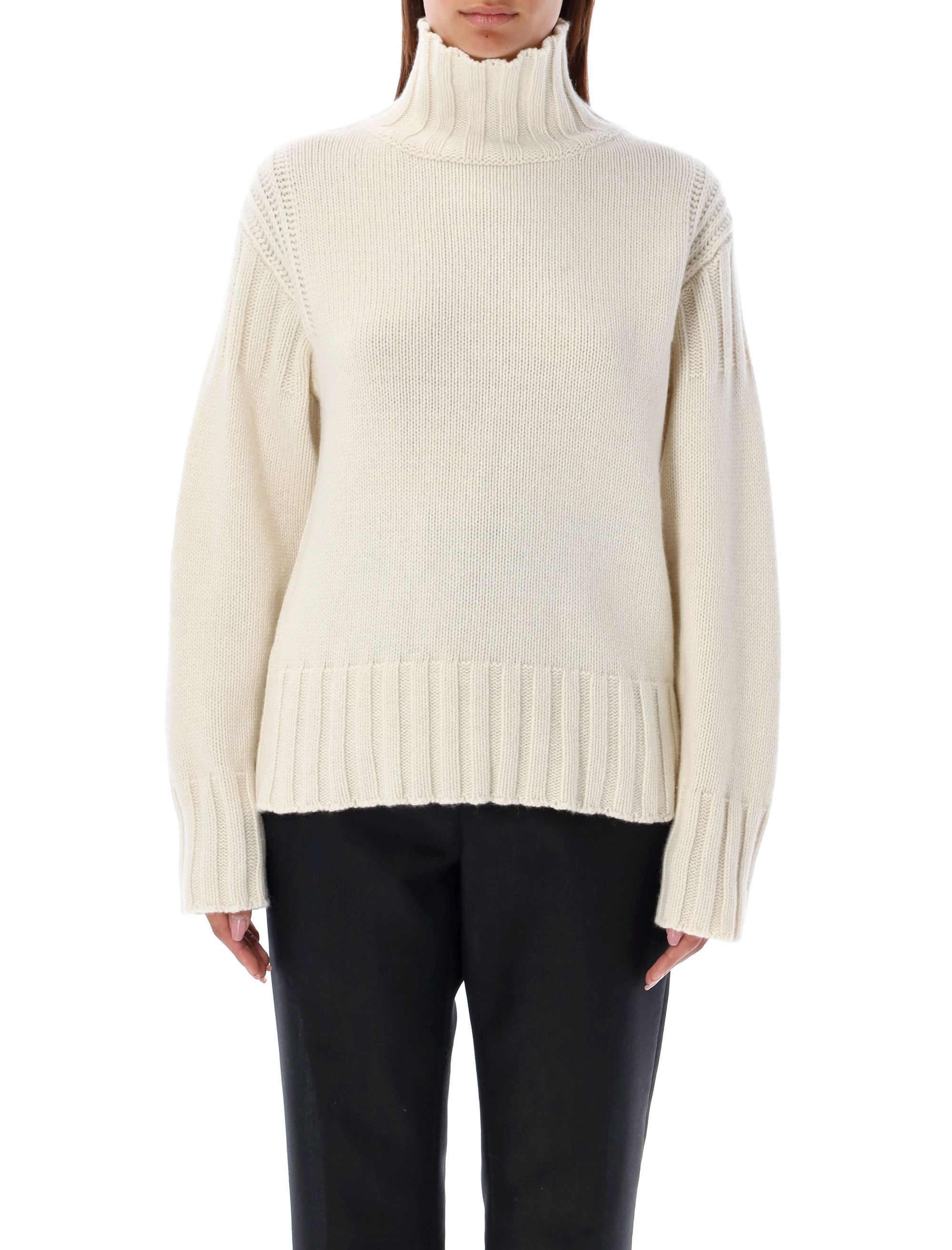 JIL SANDER Relaxed Fit High Neck Cashmere Sweater - Size 34