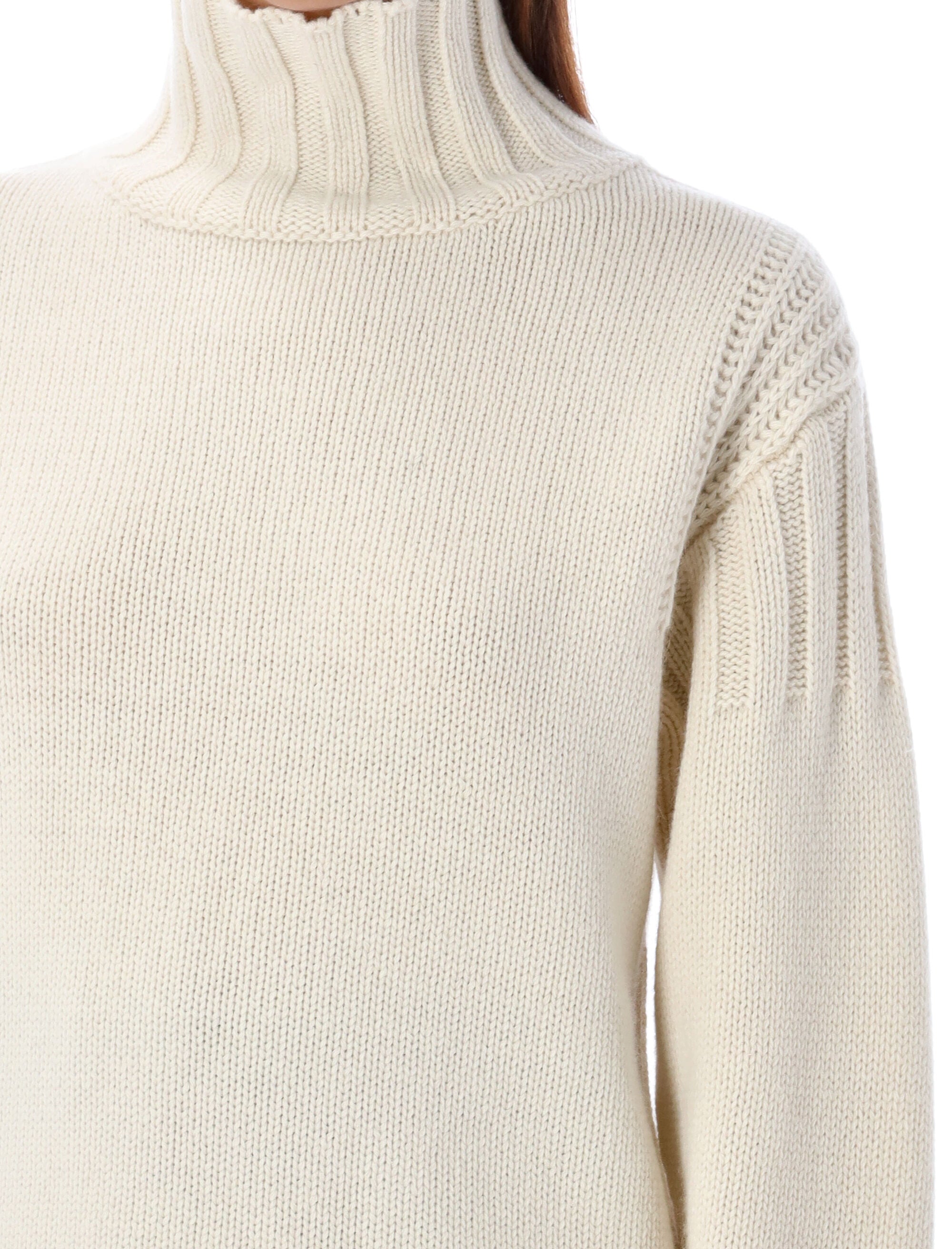 JIL SANDER Relaxed Fit High Neck Cashmere Sweater - Size 34