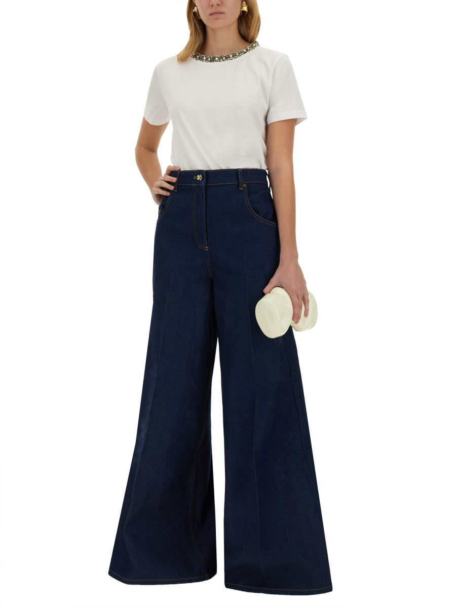 NINA RICCI Embroidered Collar Regular Fit T-Shirt - Size S