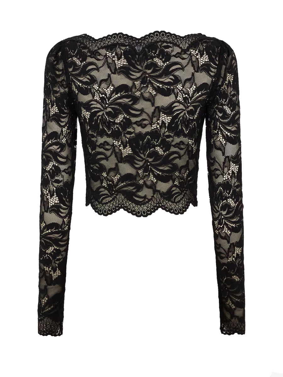 RABANNE Cropped Lace Mini Top