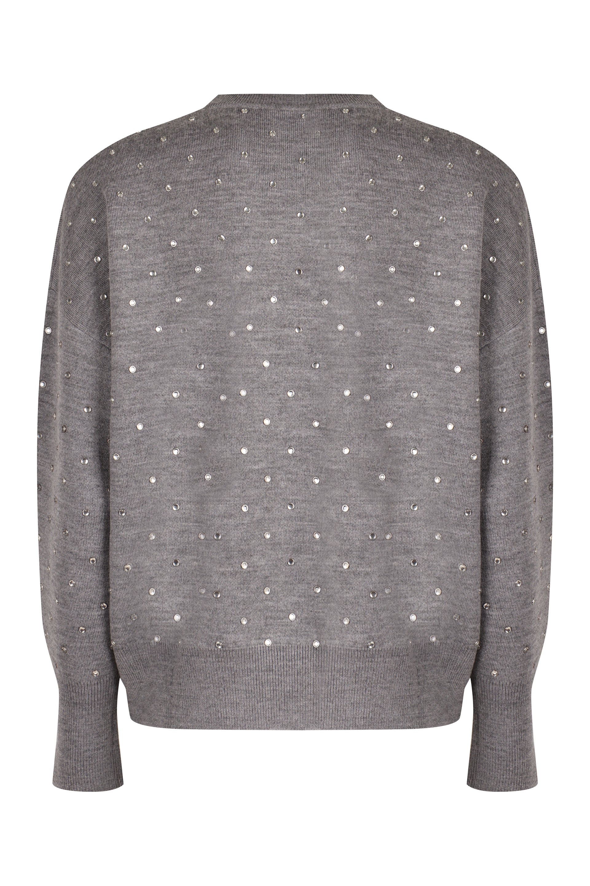 PACO RABANNE Crew-Neck Wool Sweater with All-Over Rhinestones - Women's
